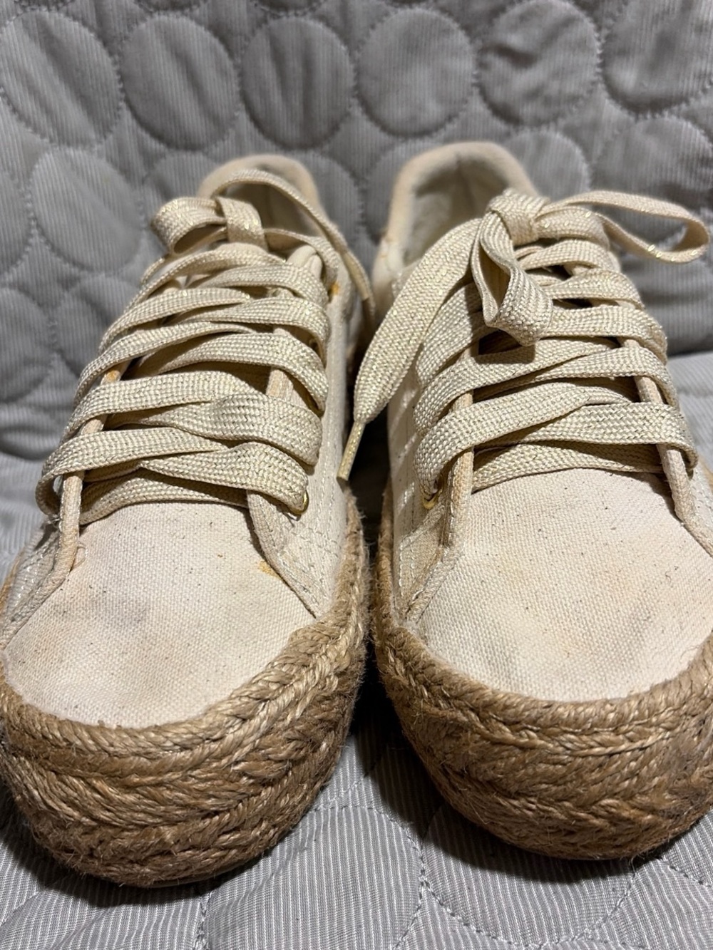 H&M Beige Canvas Espadrille Sneakers with Jute Platform